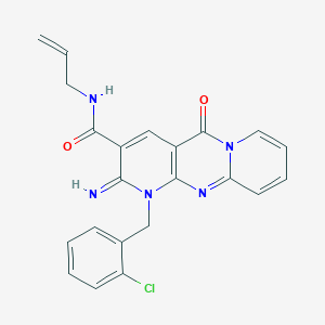 molecular formula C22H18ClN5O2 B14953359 7-[(2-chlorophenyl)methyl]-6-imino-2-oxo-N-(prop-2-en-1-yl)-1,7,9-triazatricyclo[8.4.0.0^{3,8}]tetradeca-3(8),4,9,11,13-pentaene-5-carboxamide 