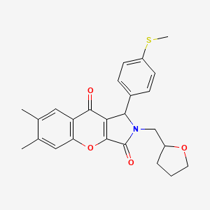 molecular formula C25H25NO4S B14953364 6,7-Dimethyl-1-[4-(methylsulfanyl)phenyl]-2-(tetrahydrofuran-2-ylmethyl)-1,2-dihydrochromeno[2,3-c]pyrrole-3,9-dione 