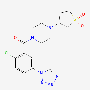 molecular formula C16H19ClN6O3S B14953375 (2-chloro-5-(1H-tetrazol-1-yl)phenyl)(4-(1,1-dioxidotetrahydrothiophen-3-yl)piperazin-1-yl)methanone 