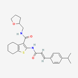 2-({(2E)-3-[4-(propan-2-yl)phenyl]prop-2-enoyl}amino)-N-(tetrahydrofuran-2-ylmethyl)-4,5,6,7-tetrahydro-1-benzothiophene-3-carboxamide