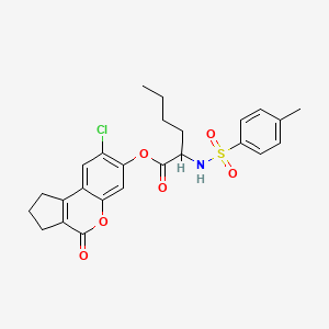 (8-chloro-4-oxo-2,3-dihydro-1H-cyclopenta[c]chromen-7-yl) 2-[(4-methylphenyl)sulfonylamino]hexanoate