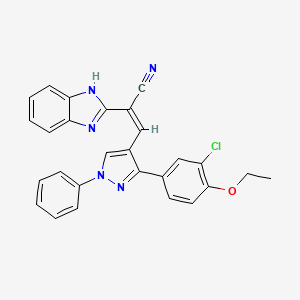 molecular formula C27H20ClN5O B14953455 (2Z)-2-(1H-benzimidazol-2-yl)-3-[3-(3-chloro-4-ethoxyphenyl)-1-phenyl-1H-pyrazol-4-yl]prop-2-enenitrile 