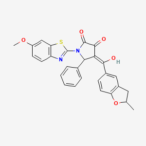 molecular formula C28H22N2O5S B14953458 3-hydroxy-1-(6-methoxy-1,3-benzothiazol-2-yl)-4-[(2-methyl-2,3-dihydro-1-benzofuran-5-yl)carbonyl]-5-phenyl-1,5-dihydro-2H-pyrrol-2-one 