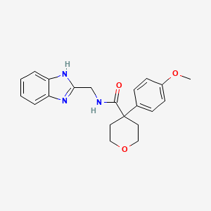 molecular formula C21H23N3O3 B14953477 N-(1H-benzimidazol-2-ylmethyl)-4-(4-methoxyphenyl)tetrahydro-2H-pyran-4-carboxamide 