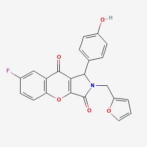 molecular formula C22H14FNO5 B14953537 7-Fluoro-2-(furan-2-ylmethyl)-1-(4-hydroxyphenyl)-1,2-dihydrochromeno[2,3-c]pyrrole-3,9-dione 