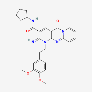 N-cyclopentyl-7-[2-(3,4-dimethoxyphenyl)ethyl]-6-imino-2-oxo-1,7,9-triazatricyclo[8.4.0.03,8]tetradeca-3(8),4,9,11,13-pentaene-5-carboxamide