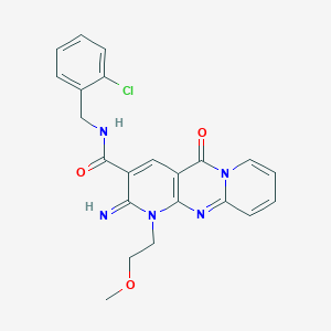 molecular formula C22H20ClN5O3 B14953677 N-[(2-chlorophenyl)methyl]-6-imino-7-(2-methoxyethyl)-2-oxo-1,7,9-triazatricyclo[8.4.0.03,8]tetradeca-3(8),4,9,11,13-pentaene-5-carboxamide 