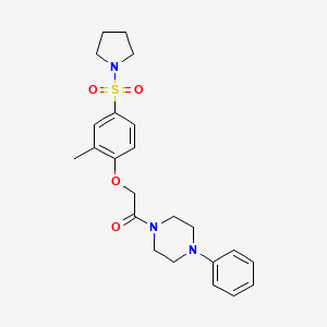 molecular formula C23H29N3O4S B14953688 2-[2-Methyl-4-(pyrrolidin-1-ylsulfonyl)phenoxy]-1-(4-phenylpiperazin-1-yl)ethanone 