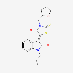 molecular formula C19H20N2O3S2 B14953690 (3Z)-3-[4-Oxo-3-(tetrahydro-2-furanylmethyl)-2-thioxo-1,3-thiazolidin-5-ylidene]-1-propyl-1,3-dihydro-2H-indol-2-one 