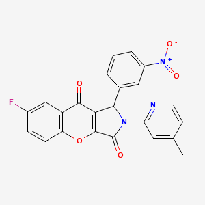 molecular formula C23H14FN3O5 B14953693 7-Fluoro-2-(4-methylpyridin-2-yl)-1-(3-nitrophenyl)-1,2-dihydrochromeno[2,3-c]pyrrole-3,9-dione 