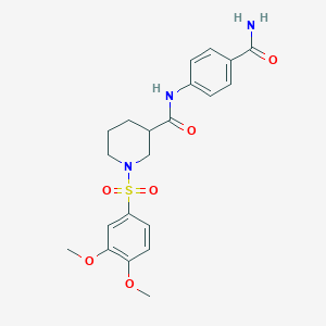 molecular formula C21H25N3O6S B14953735 N-(4-Carbamoylphenyl)-1-(3,4-dimethoxybenzenesulfonyl)piperidine-3-carboxamide 