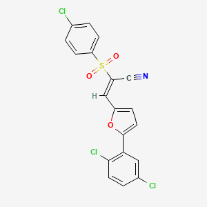 (2E)-2-[(4-chlorophenyl)sulfonyl]-3-[5-(2,5-dichlorophenyl)furan-2-yl]prop-2-enenitrile