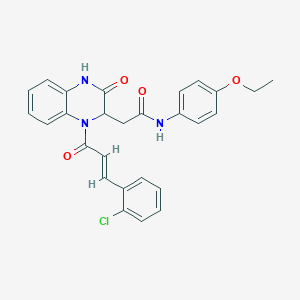 molecular formula C27H24ClN3O4 B14953772 2-{1-[(2E)-3-(2-chlorophenyl)prop-2-enoyl]-3-oxo-1,2,3,4-tetrahydroquinoxalin-2-yl}-N-(4-ethoxyphenyl)acetamide 