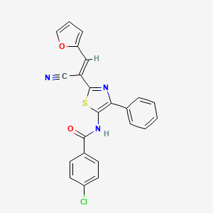 molecular formula C23H14ClN3O2S B14953807 4-chloro-N-{2-[(1E)-1-cyano-2-(furan-2-yl)eth-1-en-1-yl]-4-phenyl-1,3-thiazol-5-yl}benzamide 