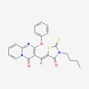 molecular formula C22H19N3O3S2 B14953825 3-[(Z)-(3-butyl-4-oxo-2-thioxo-1,3-thiazolidin-5-ylidene)methyl]-2-phenoxy-4H-pyrido[1,2-a]pyrimidin-4-one 