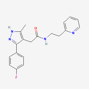 molecular formula C19H19FN4O B14953838 2-[5-(4-fluorophenyl)-3-methyl-1H-pyrazol-4-yl]-N-[2-(pyridin-2-yl)ethyl]acetamide 