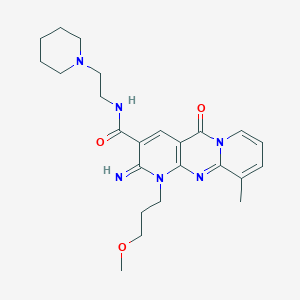 molecular formula C24H32N6O3 B14953869 6-imino-7-(3-methoxypropyl)-11-methyl-2-oxo-N-(2-piperidin-1-ylethyl)-1,7,9-triazatricyclo[8.4.0.03,8]tetradeca-3(8),4,9,11,13-pentaene-5-carboxamide 