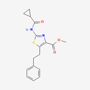 molecular formula C17H18N2O3S B14953956 Methyl 2-[(cyclopropylcarbonyl)amino]-5-phenethyl-1,3-thiazole-4-carboxylate 