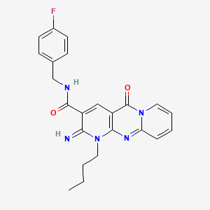 molecular formula C23H22FN5O2 B14954031 7-butyl-N-[(4-fluorophenyl)methyl]-6-imino-2-oxo-1,7,9-triazatricyclo[8.4.0.03,8]tetradeca-3(8),4,9,11,13-pentaene-5-carboxamide 