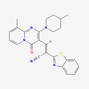 molecular formula C25H23N5OS B14954101 (2E)-2-(1,3-benzothiazol-2-yl)-3-[9-methyl-2-(4-methylpiperidin-1-yl)-4-oxo-4H-pyrido[1,2-a]pyrimidin-3-yl]prop-2-enenitrile 