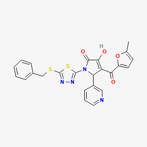 (4E)-1-[5-(benzylsulfanyl)-1,3,4-thiadiazol-2-yl]-4-[hydroxy(5-methylfuran-2-yl)methylidene]-5-(pyridin-3-yl)pyrrolidine-2,3-dione