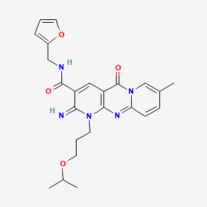 molecular formula C24H27N5O4 B14954132 N-(furan-2-ylmethyl)-6-imino-13-methyl-2-oxo-7-(3-propan-2-yloxypropyl)-1,7,9-triazatricyclo[8.4.0.03,8]tetradeca-3(8),4,9,11,13-pentaene-5-carboxamide 