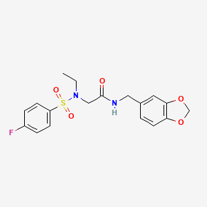 N-(1,3-benzodioxol-5-ylmethyl)-N~2~-ethyl-N~2~-[(4-fluorophenyl)sulfonyl]glycinamide