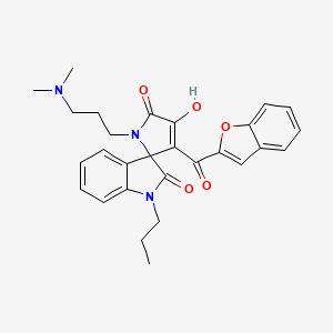 molecular formula C28H29N3O5 B14954270 3'-(1-benzofuran-2-ylcarbonyl)-1'-[3-(dimethylamino)propyl]-4'-hydroxy-1-propylspiro[indole-3,2'-pyrrole]-2,5'(1H,1'H)-dione 