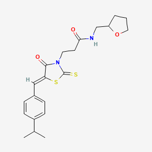 3-{(5Z)-4-oxo-5-[4-(propan-2-yl)benzylidene]-2-thioxo-1,3-thiazolidin-3-yl}-N-(tetrahydrofuran-2-ylmethyl)propanamide