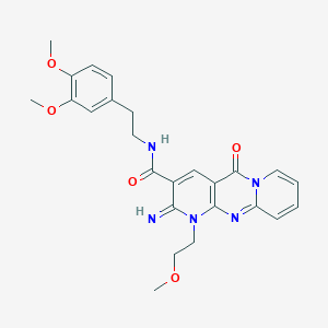 N-[2-(3,4-dimethoxyphenyl)ethyl]-6-imino-7-(2-methoxyethyl)-2-oxo-1,7,9-triazatricyclo[8.4.0.0^{3,8}]tetradeca-3(8),4,9,11,13-pentaene-5-carboxamide