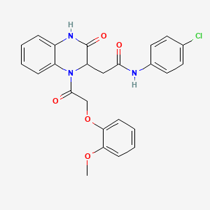 N-(4-chlorophenyl)-2-{1-[(2-methoxyphenoxy)acetyl]-3-oxo-1,2,3,4-tetrahydroquinoxalin-2-yl}acetamide