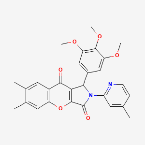 molecular formula C28H26N2O6 B14954434 6,7-Dimethyl-2-(4-methylpyridin-2-yl)-1-(3,4,5-trimethoxyphenyl)-1,2-dihydrochromeno[2,3-c]pyrrole-3,9-dione 