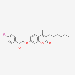 molecular formula C24H25FO4 B14954449 7-[2-(4-fluorophenyl)-2-oxoethoxy]-3-hexyl-4-methyl-2H-chromen-2-one 