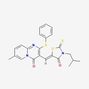 3-isobutyl-5-{(Z)-1-[7-methyl-4-oxo-2-(phenylsulfanyl)-4H-pyrido[1,2-a]pyrimidin-3-yl]methylidene}-2-thioxo-1,3-thiazolan-4-one