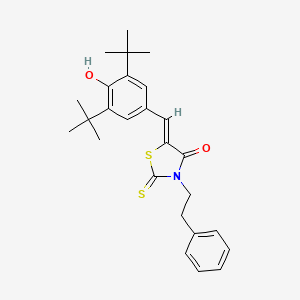 (5Z)-5-(3,5-di-tert-butyl-4-hydroxybenzylidene)-3-(2-phenylethyl)-2-thioxo-1,3-thiazolidin-4-one