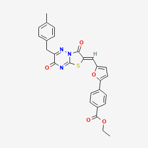 ethyl 4-(5-{(Z)-[6-(4-methylbenzyl)-3,7-dioxo-7H-[1,3]thiazolo[3,2-b][1,2,4]triazin-2(3H)-ylidene]methyl}furan-2-yl)benzoate