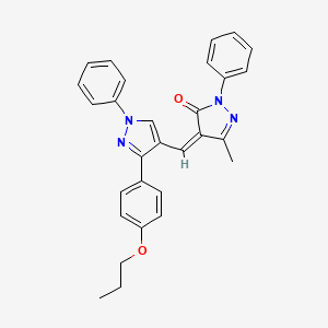 (4Z)-5-methyl-2-phenyl-4-{[1-phenyl-3-(4-propoxyphenyl)-1H-pyrazol-4-yl]methylidene}-2,4-dihydro-3H-pyrazol-3-one