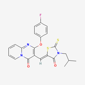 molecular formula C22H18FN3O3S2 B14954649 2-(4-fluorophenoxy)-3-{(Z)-[3-(2-methylpropyl)-4-oxo-2-thioxo-1,3-thiazolidin-5-ylidene]methyl}-4H-pyrido[1,2-a]pyrimidin-4-one 