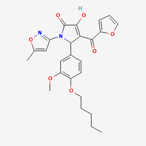 (4E)-4-[furan-2-yl(hydroxy)methylidene]-5-[3-methoxy-4-(pentyloxy)phenyl]-1-(5-methyl-1,2-oxazol-3-yl)pyrrolidine-2,3-dione