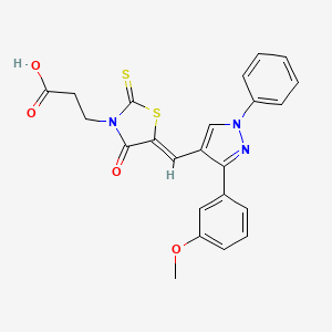 3-[(5Z)-5-{[3-(3-methoxyphenyl)-1-phenyl-1H-pyrazol-4-yl]methylidene}-4-oxo-2-thioxo-1,3-thiazolidin-3-yl]propanoic acid