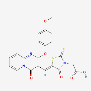 molecular formula C21H15N3O6S2 B14954662 [(5Z)-5-{[2-(4-methoxyphenoxy)-4-oxo-4H-pyrido[1,2-a]pyrimidin-3-yl]methylidene}-4-oxo-2-thioxo-1,3-thiazolidin-3-yl]acetic acid 