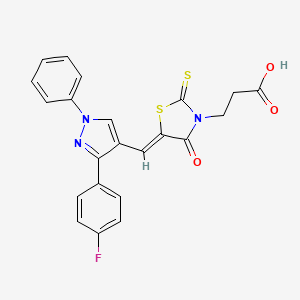 3-[(5Z)-5-{[3-(4-fluorophenyl)-1-phenyl-1H-pyrazol-4-yl]methylidene}-4-oxo-2-thioxo-1,3-thiazolidin-3-yl]propanoic acid