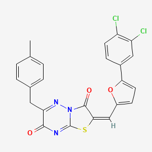 molecular formula C24H15Cl2N3O3S B14954707 (2E)-2-{[5-(3,4-dichlorophenyl)furan-2-yl]methylidene}-6-(4-methylbenzyl)-7H-[1,3]thiazolo[3,2-b][1,2,4]triazine-3,7(2H)-dione 