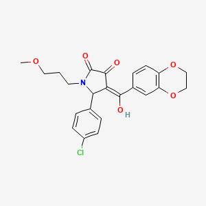 molecular formula C23H22ClNO6 B14954760 5-(4-chlorophenyl)-4-(2,3-dihydro-1,4-benzodioxin-6-ylcarbonyl)-3-hydroxy-1-(3-methoxypropyl)-1,5-dihydro-2H-pyrrol-2-one 