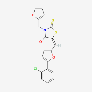 (5E)-5-{[5-(2-chlorophenyl)-2-furyl]methylene}-3-(2-furylmethyl)-2-thioxo-1,3-thiazolidin-4-one