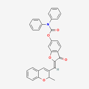 molecular formula C32H23NO5 B14954907 (2Z)-2-[(2-methyl-2H-chromen-3-yl)methylidene]-3-oxo-2,3-dihydro-1-benzofuran-6-yl diphenylcarbamate 