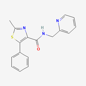 2-methyl-5-phenyl-N-(2-pyridylmethyl)-1,3-thiazole-4-carboxamide