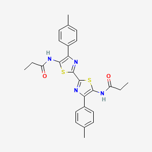 molecular formula C26H26N4O2S2 B14955064 N-[4-(4-methylphenyl)-2-[4-(4-methylphenyl)-5-propanamido-1,3-thiazol-2-yl]-1,3-thiazol-5-yl]propanamide 