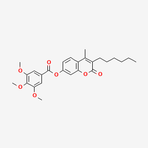 3-hexyl-4-methyl-2-oxo-2H-chromen-7-yl 3,4,5-trimethoxybenzoate