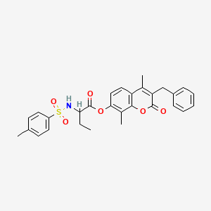 3-benzyl-4,8-dimethyl-2-oxo-2H-chromen-7-yl 2-{[(4-methylphenyl)sulfonyl]amino}butanoate